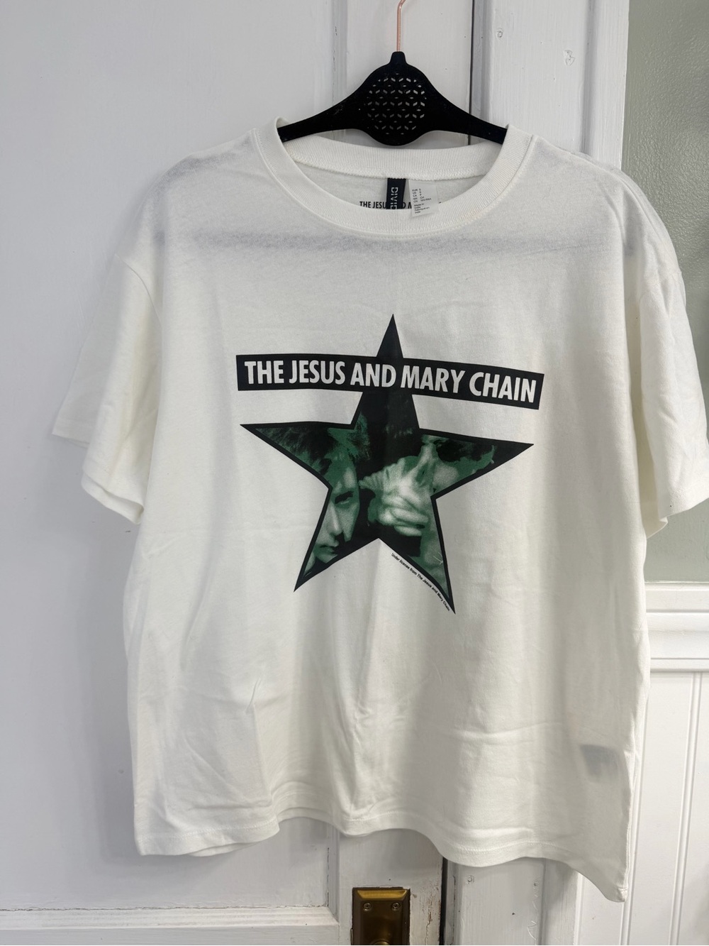 The Jesus and Mary Chain Graphic Band Tee - White with Green Star Size Small